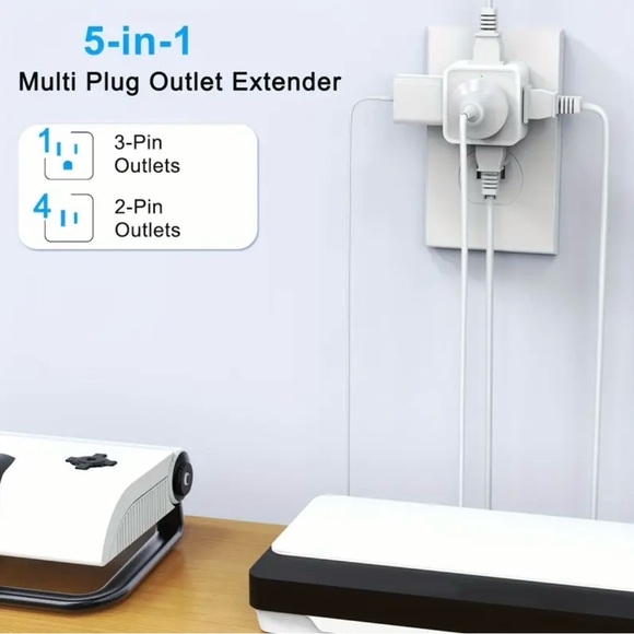 Brand New 5-in-1 Multi Plug Outlet Extender Wall Adapter AC Splitter - Picture 6 of 7